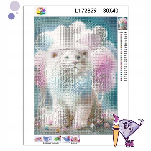 DIAMANTOVÁ VÝŠIVKA Diamantová maľba mozaika Diamantový set pre deti Lion