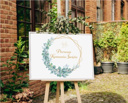 Prijímanie Plagát Nápis PRVÉ SVÄTÉ PRIJÍMANIE Eukalyptus Boho 60x42cm