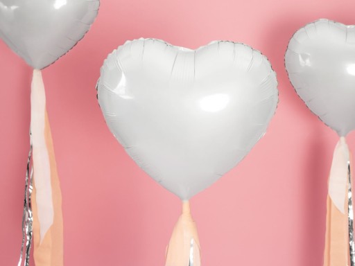 Fóliový balón SRDCE, biely, 45 cm, na HEL, na narodeniny, sväté prijímanie, svadbu