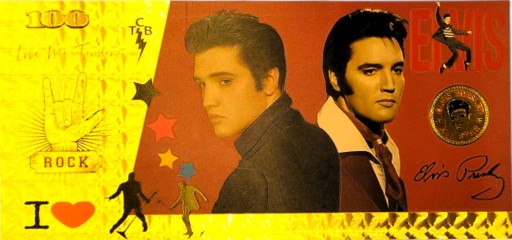 ELVIS PRESLEY Jedinečná pozlátená zberateľská bankovka