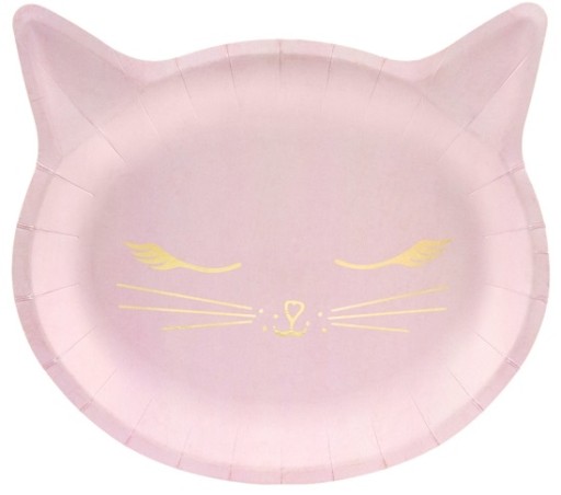 Papierové taniere svetloružové CAT Cat Birthday Party 22x20cm 6ks.
