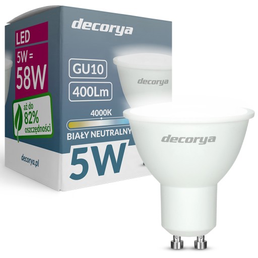 LED ŽIAROVKA SMD GU10 Decorya 5W 4000K CCD NEBLIKAJÚCA NEUTRÁLNA BIELA