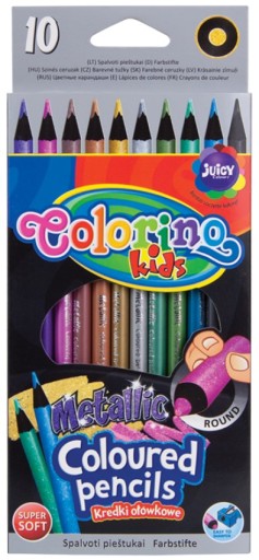 Okrúhle kovové ceruzkové pastelky 10 farieb Colorino 34678