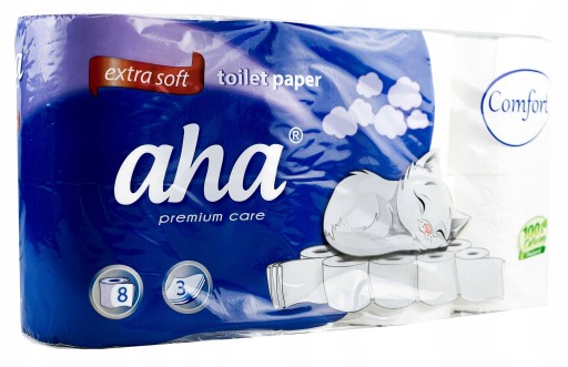 AHA Premium Extra jemný toaletný papier bez zápachu, 3 vrstvy, biely, 8 kotúčov