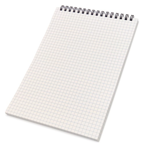 Zápisník A5, biela, modrá mriežka, 80 strán.
