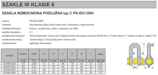 Shackle U Shackle Pozdĺžny 2T 1/2 SHAKEL S ZABEZPEČENÍM