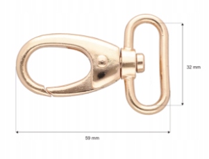 Kovová kľúčenka na zapínanie Lobster 32 mm svetlo zlatá