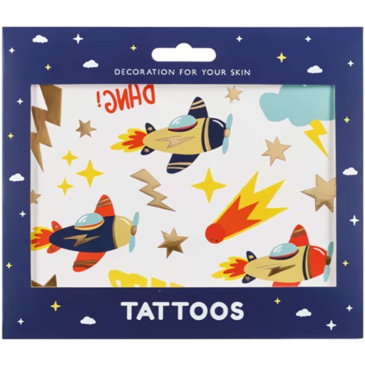 Umývateľný farebný TATTOOS SPACE PLANE LIGHTNING 11ks