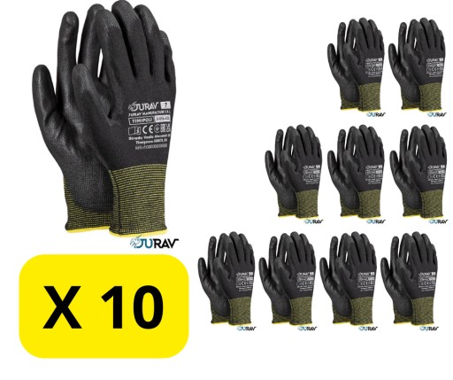10 X rukavice PRACOVNÉ RUKAVICE POLYURETÁNOVÉ J-TIMIPOLI veľkosť 9 - L