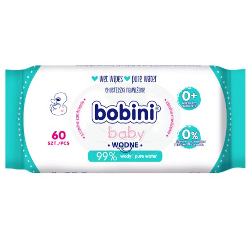 Bobini detské obrúsky vlhčené vodou 99% vlhčené obrúsky čistá voda 60ks