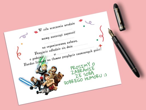 LEGO STAR WARS POZVÁNKA NA NARODENINY DIEŤAŤA + OBÁLKA ZDARMA