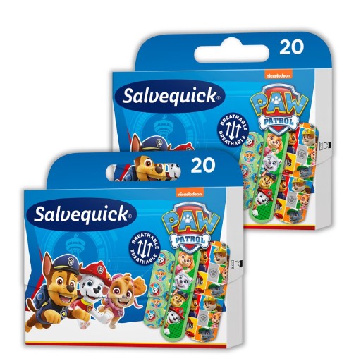 2x náplasti SALVEQUICK PAW PATROL pre deti VODEODOLNÉ priedušné 20 ks.
