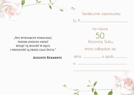 POZVÁNKA NA SVADOBNÉ VÝROČIE - Biele ruže