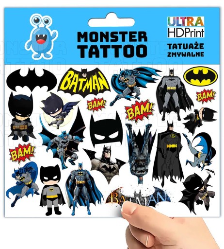 UMÝVAJÚCE DOČASNÉ TETOVANIE PRE DETI DETSKÝ BATMAN ORIGINÁLNE DIZAJNY