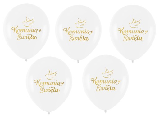 Latexové balóniky Sväté prijímanie Prvé prijímanie biele 5 kusov Holubica