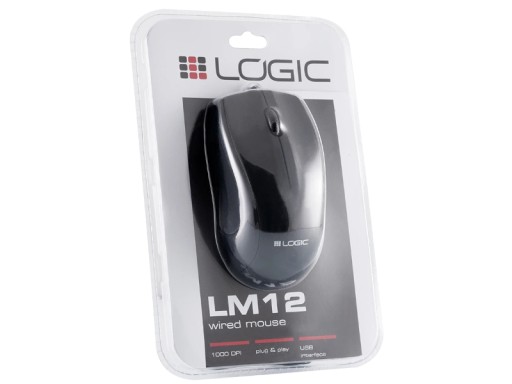Káblová optická myš LOGIC LM-12 1000 DPI, ideálna pre kancelársku prácu