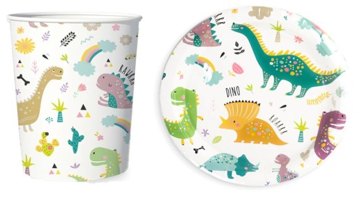 JEDNORÁZOVÁ SADA POHÁRKOV, TANIER, DINOSAUROV, 12 ks