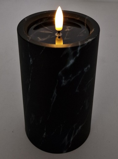 Mramorová EFFECT LED sviečka 15 cm 9,5 DEKORATÍVNA čierna