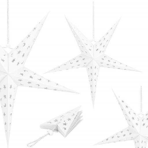 DEKORATÍVNA HVIEZDA 10LED PAPIER 25cm VITRÁŽ STUDENÁ BIELA 3D LAMPA