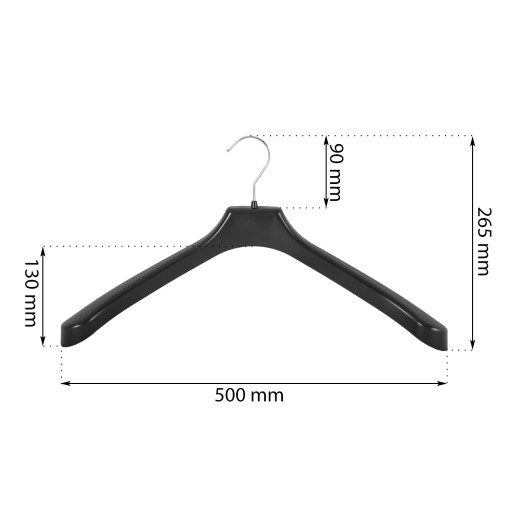 Univerzálny čierny vešiak na šaty, 50 cm