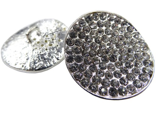 27mm Ozdobné gombíky 1ks STRIEBORNÉ zirkóny SILVER OZ56A 0715