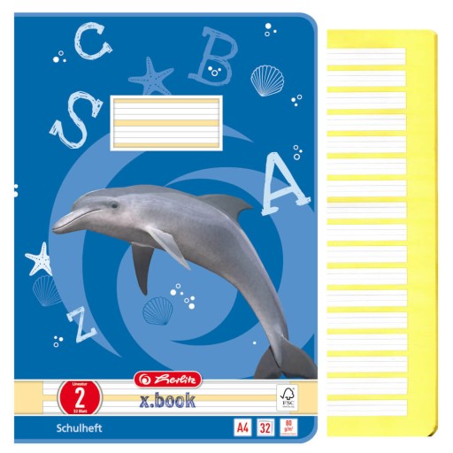 A4 32k zošit na učenie písať, úroveň 2, linajkový x.book 80g HERLITZ