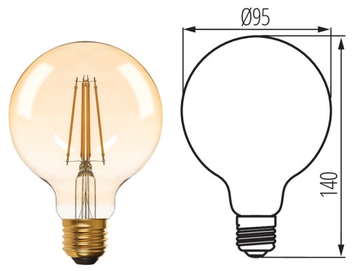 Kanlux LED žiarovka Ozdobná guľa E27 Veľký závit 7W=55W Tepl