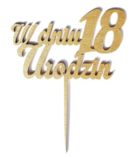 Topper k 18. narodeninám Dekor k 18. narodeninám 13cm ZLATÝ