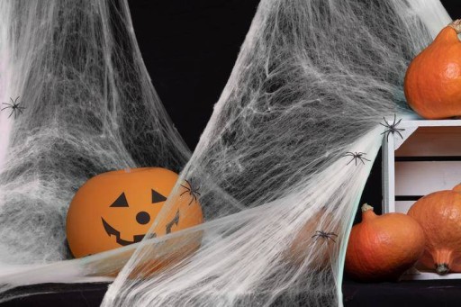 PAVUČNÁ SIEŤ S PAVÚKMI 20 GRAMOV, BIELY HALLOWEEN