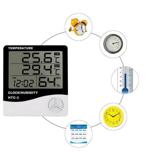 TEPLOMER METEOROLOGICKÁ STANICA POČASIE HYGROMETER HODINY SÚPRAVA BATÉRIE LCD SONDA