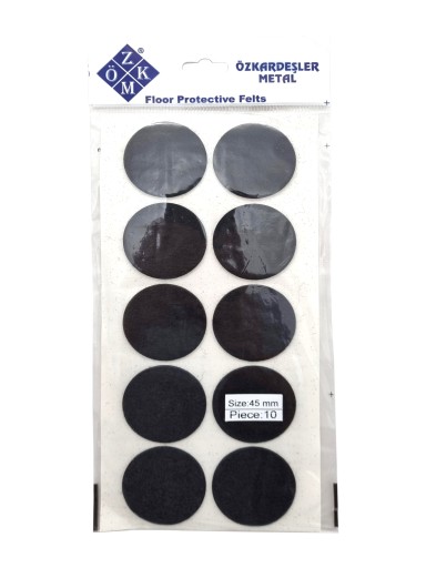 Plstené podložky na okrúhle stoličky, čierne, okrúhle, 4,5 cm - 10 ks.