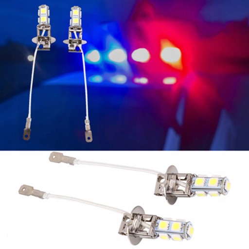 2x LED ŽIAROVKY H3 5050 9 SMD DC12V 6500K BIELA AUTO HMLOVKA