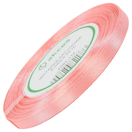 STUŽKA lososová SATINOVÁ stuha 6mm - 32mb