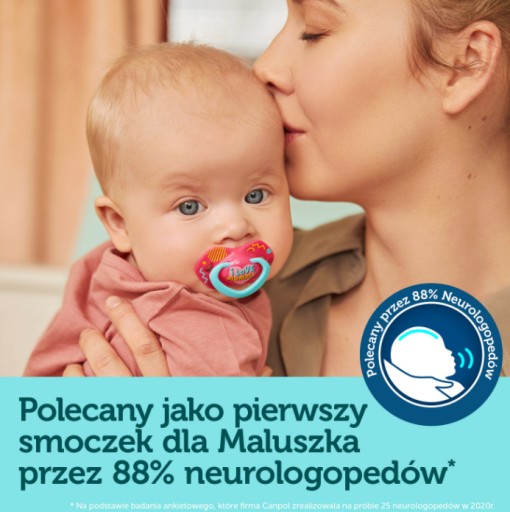 CANPOL ukľudňujúci cumlík 0-6m NEON LOVE 2 ks.