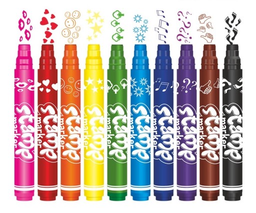 Colorino Markers, obojstranné fixky s pečiatkami, 10 farieb
