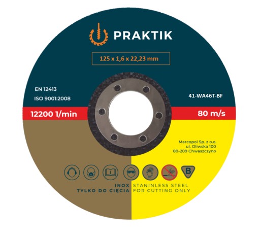 1x INOX KOVOVÉ REZNÉ KOTÚČE 125x1,6x22,23mm