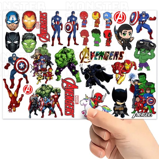 UMÝVAJÚCE DOČASNÉ TETOVANIE PRE DETI DETSKÉ AVENGERS ORIGINÁLNE DIZAJNY