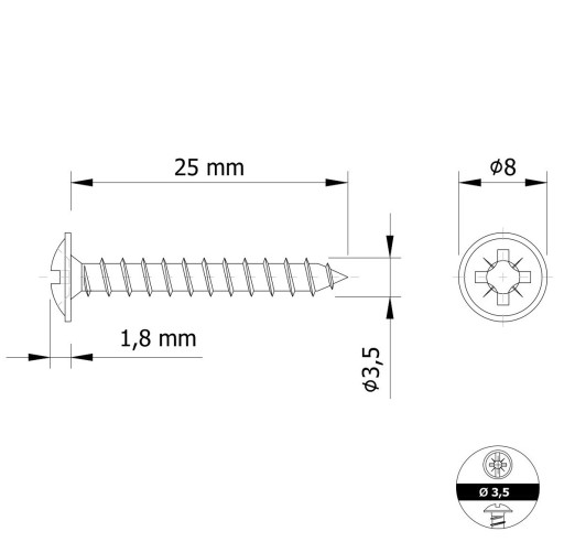 Skrutky do tvrdeného dreva 3,5 x 25 mm s podložkou