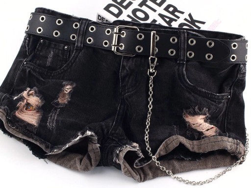 Opasok na nohavice Black Double Chain Silver Gothic Punk