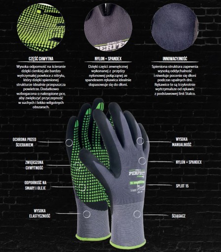 Rukavice Stalco PERFECT NITRILE FLEX DOTS veľkosť 10 1 pár