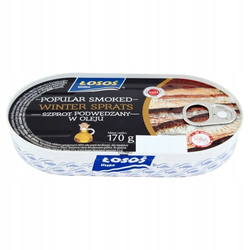 Losos ÚDENÉ ŠPROTY ZIMNÉ ŠPROTY V OLEJU Losos Ustka 0,17 kg