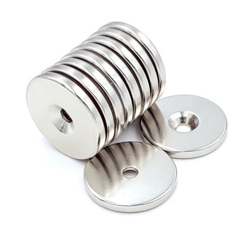 NEODYMOVÝ MAGNET S OTVOROM na skrutku 25x3 mm, okrúhly, valcový, HUNTER