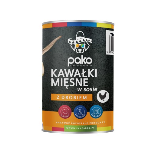 Mokré konzervy DOG PSA univerzálne CHUNK PAKO KUS HYDINY 415G