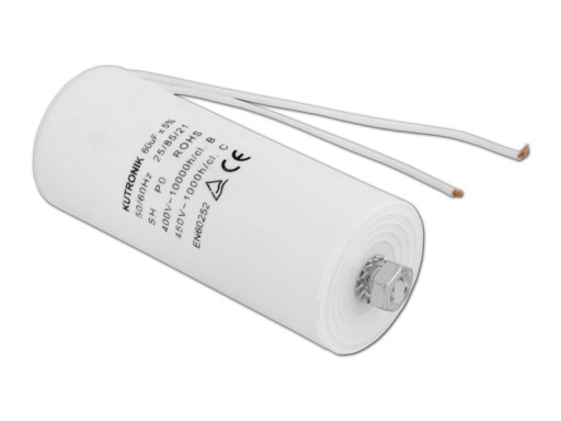 Motorový kondenzátor 60uF/450VAC s káblami. LXKON25