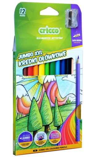 Cricco trojuholníkové hrubé XXL pastelky 12 farieb