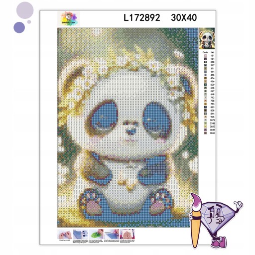DIAMANTOVÁ VÝŠIVKA Diamantová maľba Diamantová mozaika pre deti Súprava Panda
