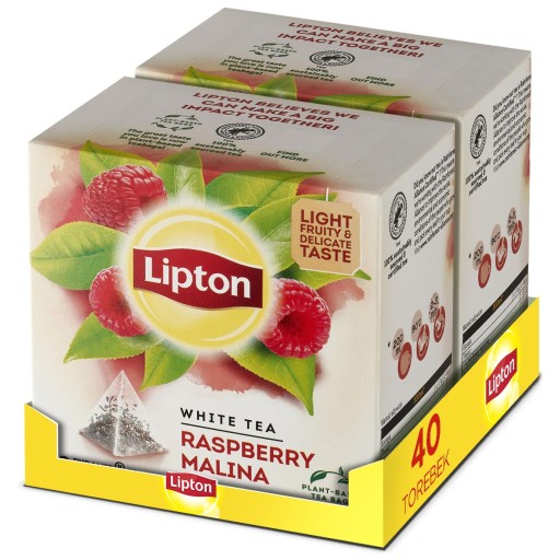 Lipton sada expresného bieleho čaju Malinové pyramídy 2x20 ks 60g