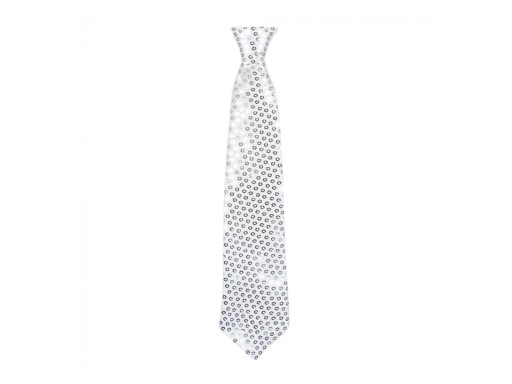 Party kravata Karnevalový doplnok strieborná lesklá 40 cm