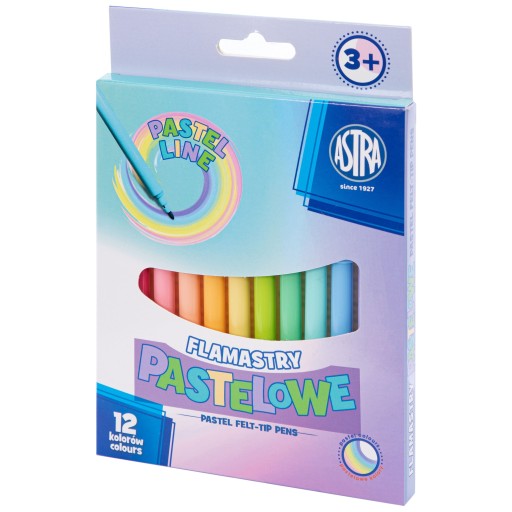 Fixky, pastelové fixky, 12 farieb CX Astra