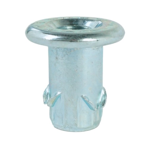 Zásuvka 10x M6 x 14 mm s golierom, tepaná nábytková vložka na drevo, nožičky